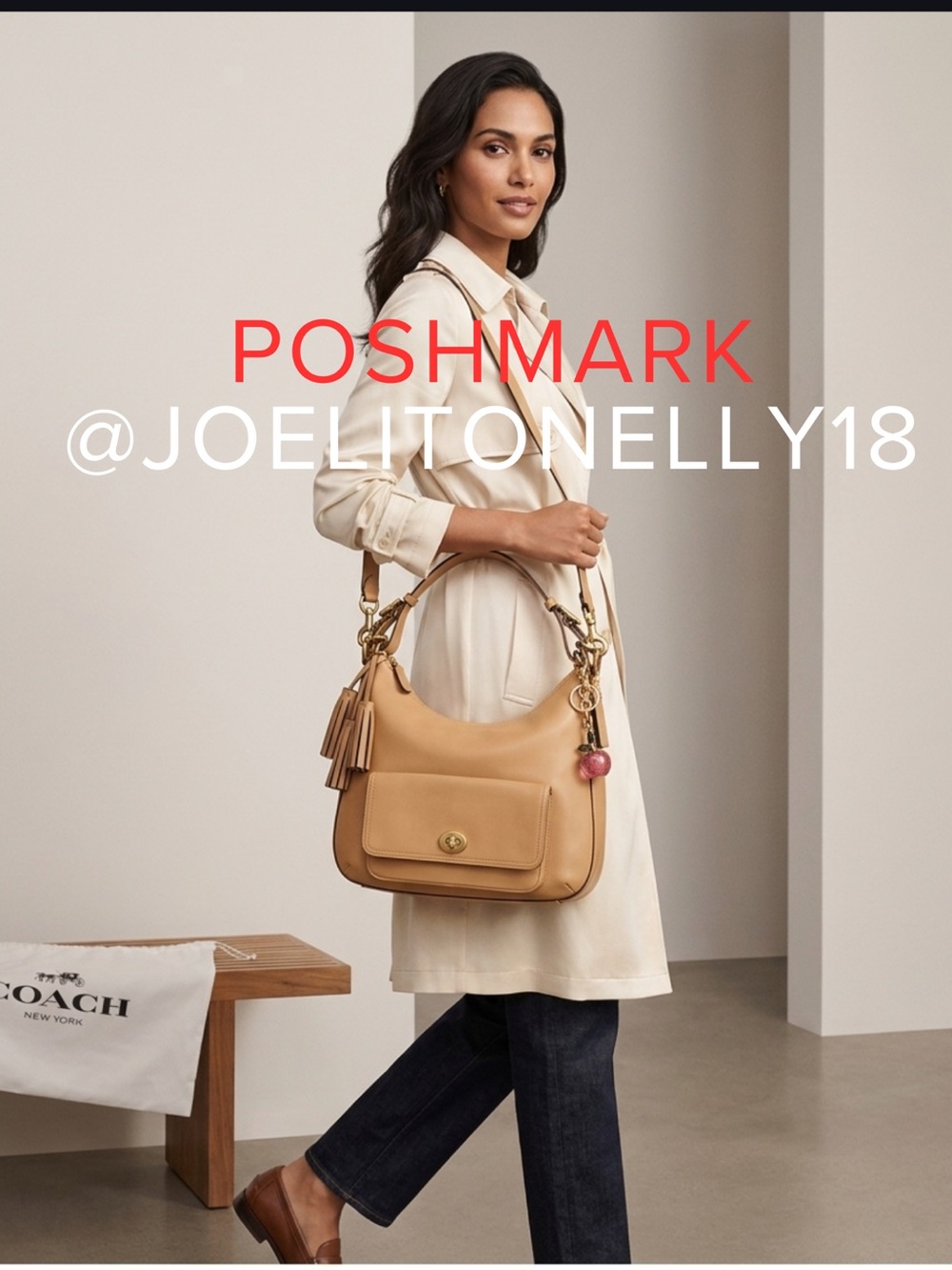 Coach Tan Leather Hobo with Gold Hardware